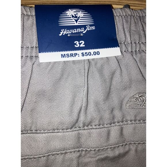 Mens Havana Jim Grey Shorts Size 32 Chino Flat Front Draw String MSRP $50 - Picture 3 of 4